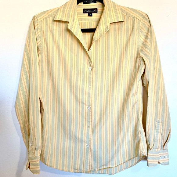6/$18🌟🌟🌟F. By Faconnable Yellow Striped Button-Up Shirt - Picture 1 of 3